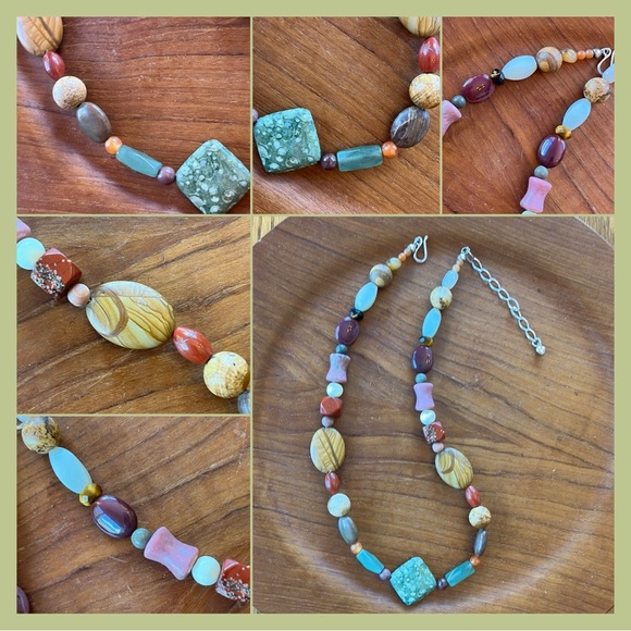 Jay King 925 Multicolor Semiprecious Gemstone Necklace Smooth Symmetrical Shapes - Picture 7 of 17